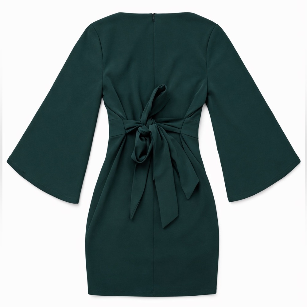 Lulus Glimpse of Glamour Forest Green Bell Sleeve Bodycon Dress – Size L - Picture 5 of 5